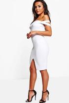 Boohoo Petite Off The Shoulder Detail Midi Dress