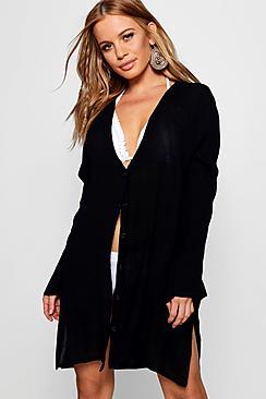 Boohoo Petite Laura Cheese Cloth Plunge Beach Shirt
