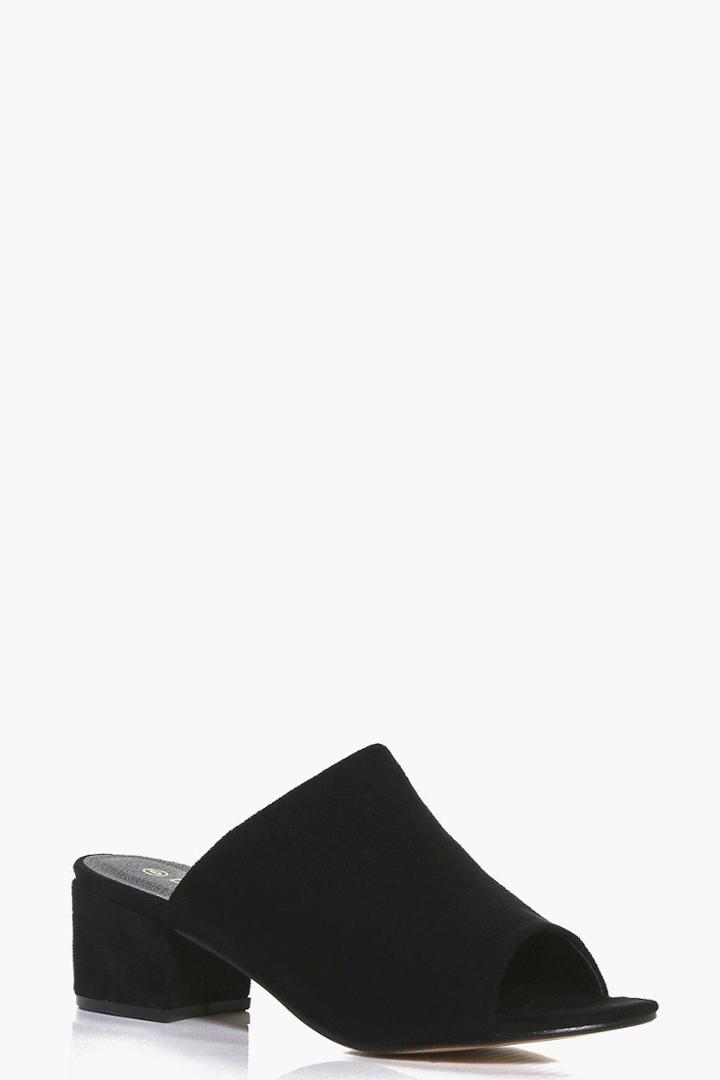 Boohoo Georgia Block Heel Peeptoe Mule Black