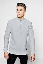 Boohoo Waffle Stitch Jumper With 3/4 Zip Placket