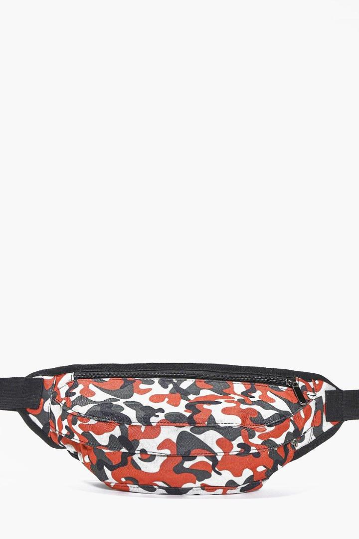 Boohoo Camo Bum Bag Red
