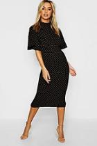 Boohoo Petite High Neck Polka Dot Midi Dress