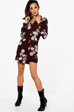 Boohoo Alliah Floral Shirt Dress