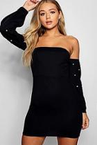Boohoo Darcey Pearl Sleeve Detail Bodycon Mini Dress