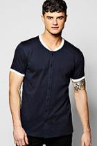 Boohoo Bomber Neck Button Through T-shirt