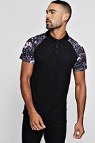 Boohoo Raglan Polo With Bird Print