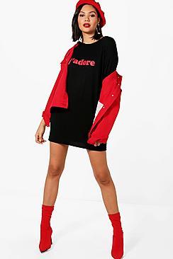 Boohoo Bethany J'adore Black T-shirt Dress