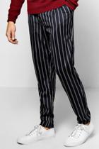 Boohoo Stripe Slim Fit Trousers Navy