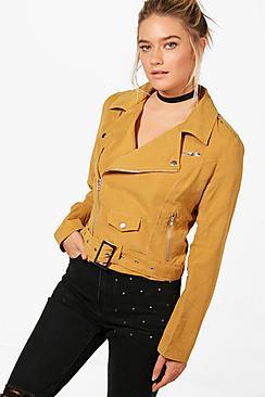 Boohoo Holly Belted Suedette Jacket