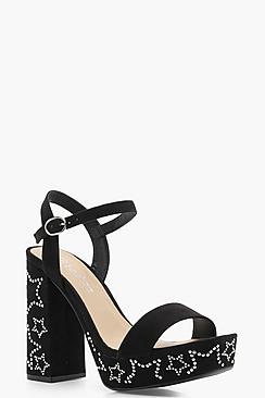 Boohoo Grace Star Studded Platform Heels