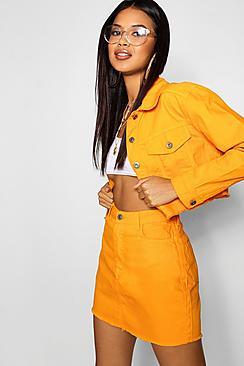 Boohoo Tangerine Denim Skirt