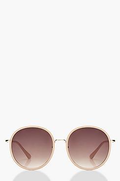 Boohoo Oversized Round Blush Frame Sunglasses