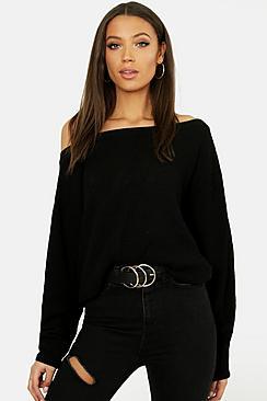 Boohoo Tall Slash Neck Sweater