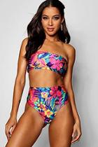 Boohoo Aruba Mix & Match Tropical Bandeau Bikini Top