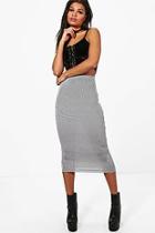 Boohoo Tia Monochrome Stripe Long Line Midi Skirt