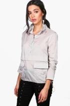 Boohoo Alison Overhead Zip Sports Jacket Silver