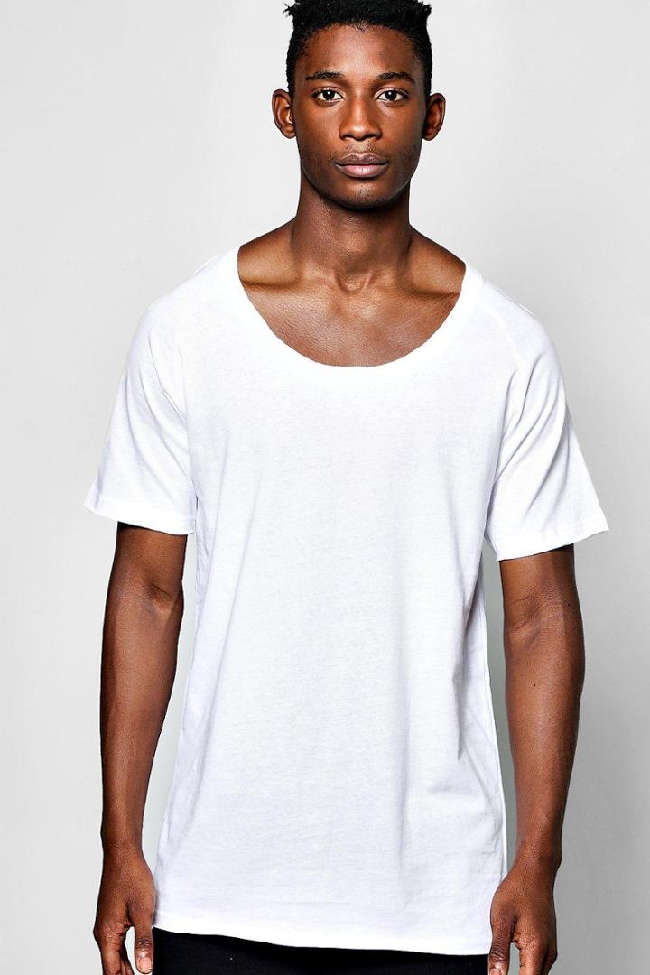Boohoo Scoop Neck Raglan T Shirt White