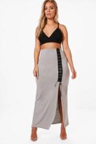 Boohoo Plus Lucy Lace Up Bodycon Midi Skirt Grey