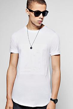 Boohoo Short Sleeve New York  Curved Hem T-shirt
