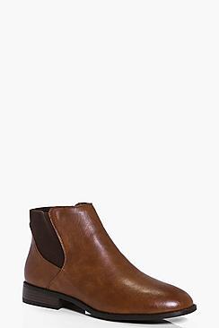 Boohoo Harriet Pull On Flat Chelsea Boot