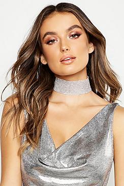 Boohoo Wide Statement Diamante Choker