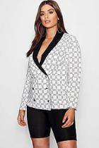 Boohoo Plus Molly Repeat Print Boyfriend Blazer