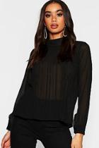 Boohoo Chiffon Pleated Button Back Shirt