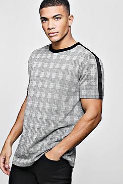 Boohoo Longline Check Jacquard Side Tape T-shirt