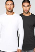 Boohoo Long Sleeve T Shirt With Curve Hem 2 Pack Multi