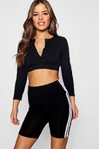 Boohoo Petite Ally Button Front Rib Crop Top