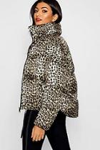 Boohoo Leopard Print Puffer Coat