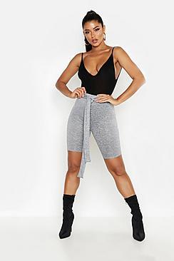 Boohoo Cut & Sew Tie Waist Cycling Short