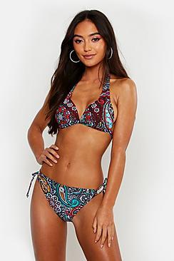 Boohoo Petite Paisley Push Up Enhance Bikini