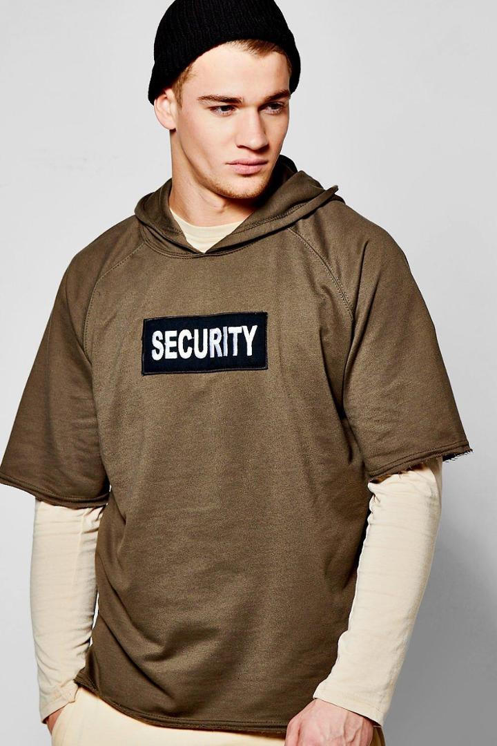 Boohoo Security Over The Head Raw Edge Hoodie Khaki
