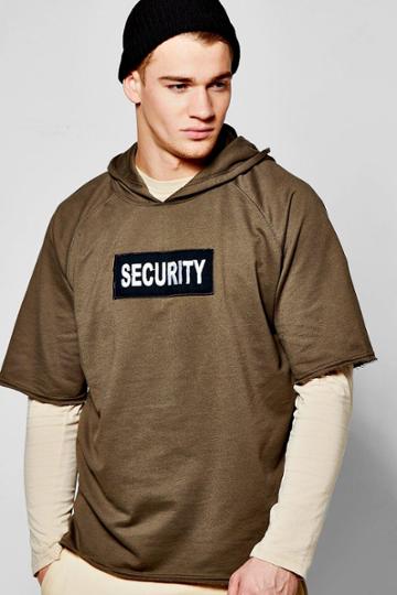 Boohoo Security Over The Head Raw Edge Hoodie Khaki