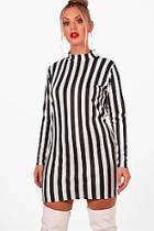 Boohoo Plus Lorna Stripe High Neck Bodycon Dress