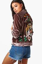 Boohoo Ellie Boutique Embroidered Trucker Jacket