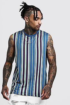 Boohoo Tank With Printed Retro Stripe