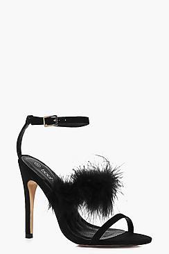 Boohoo Clara Feather Strap Stiletto Sandal