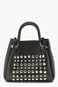 Boohoo Mini Stud Diamante Front Grab Bag