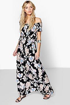 Boohoo Ella Off The Shoulder Woven Maxi Dress