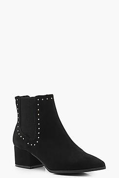 Boohoo Annabelle Studded Block Heel Ankle Boots