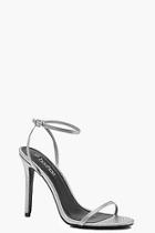 Boohoo Metallic Snake Effect Skinny Strap Heels