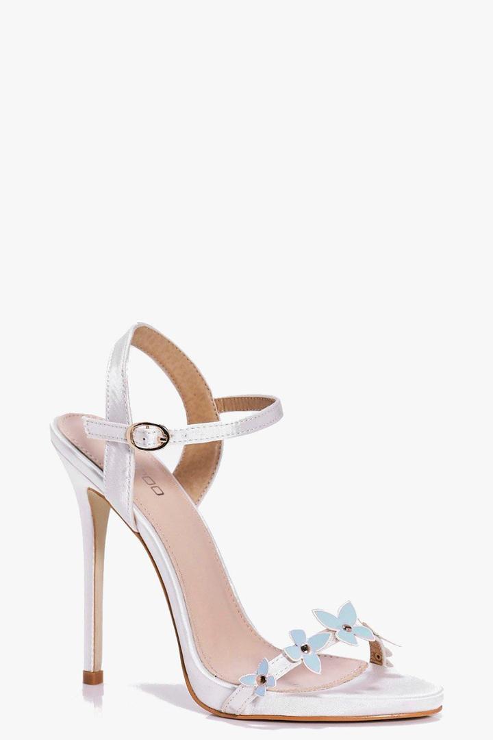 Boohoo Phoebe Bridal Butterfly Trim Two Part Sandals Blue