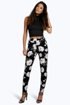 Boohoo Avery Large Floral Skinny Trousers Multi