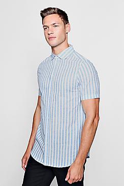 Boohoo Bold Stripe Short Sleeve Shirt