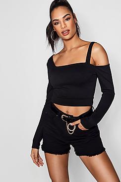 Boohoo Kerry Square Neck Asymmetric Crop