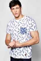 Boohoo All Over Feather Print T Shirt White