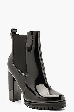 Boohoo Block Heel Cleated Chelsea Boots