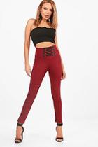 Boohoo Alice Crepe Lace Up Waist Trouser